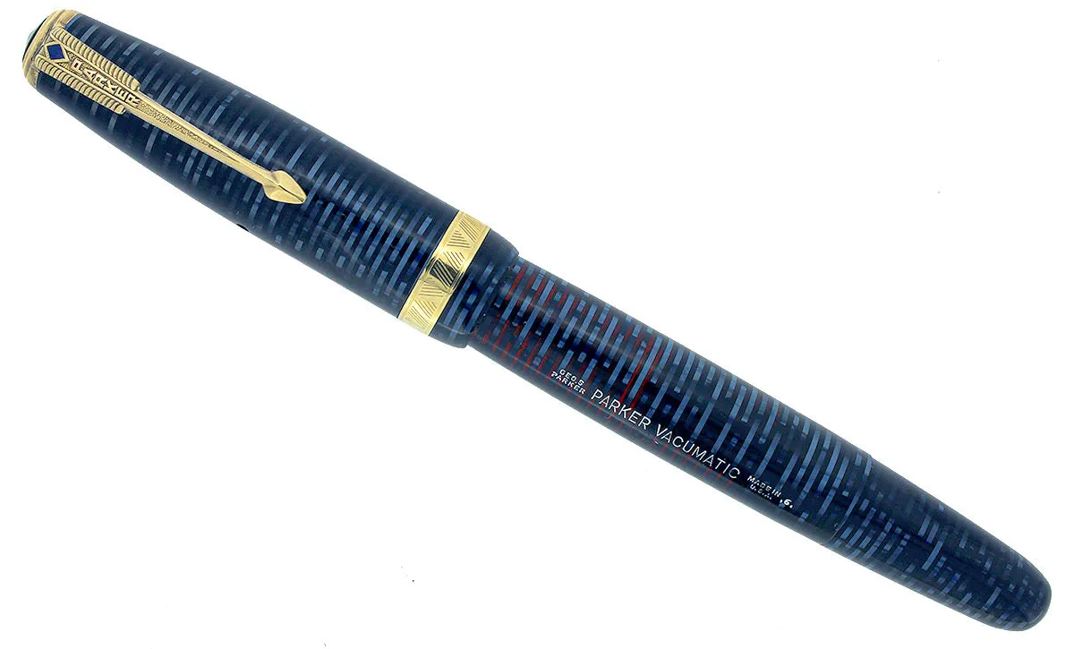 1946 PARKER AZURE PEARL VACUMATIC MAJOR FOUNTAIN PEN GORGEOUS COLOR RESTORED