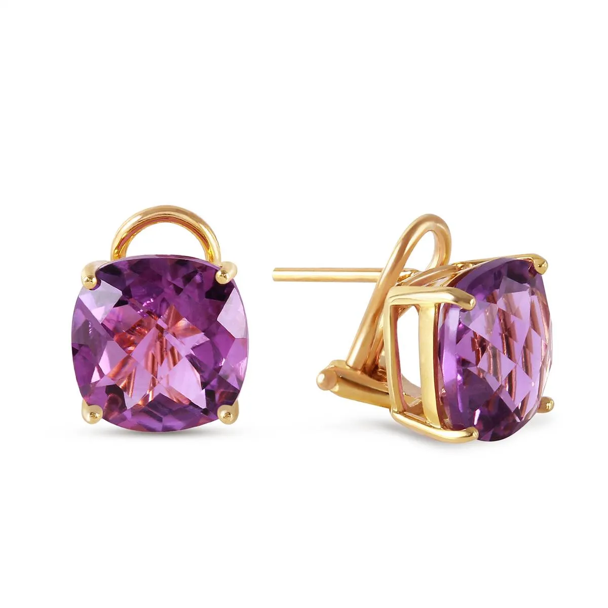 7.2 Carat 14K Solid Yellow Gold Provocative Amethyst Earrings