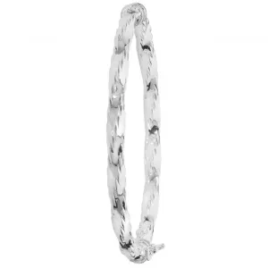 Acotis Silver Bangle Oval Dia Cut Twisted Hinged G4269