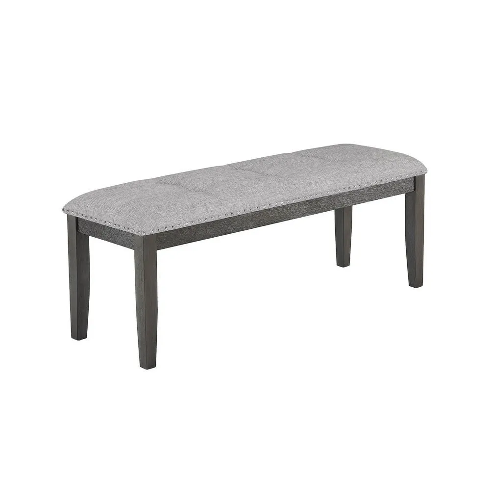 Amber 48 Inch Bench, Fabric Upholstery, Cushioned Wood Frame, Gray  By Casagear Home