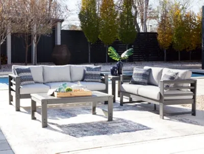 Amora Outdoor Sofa and Loveseat with Coffee Table and 2 End Tables