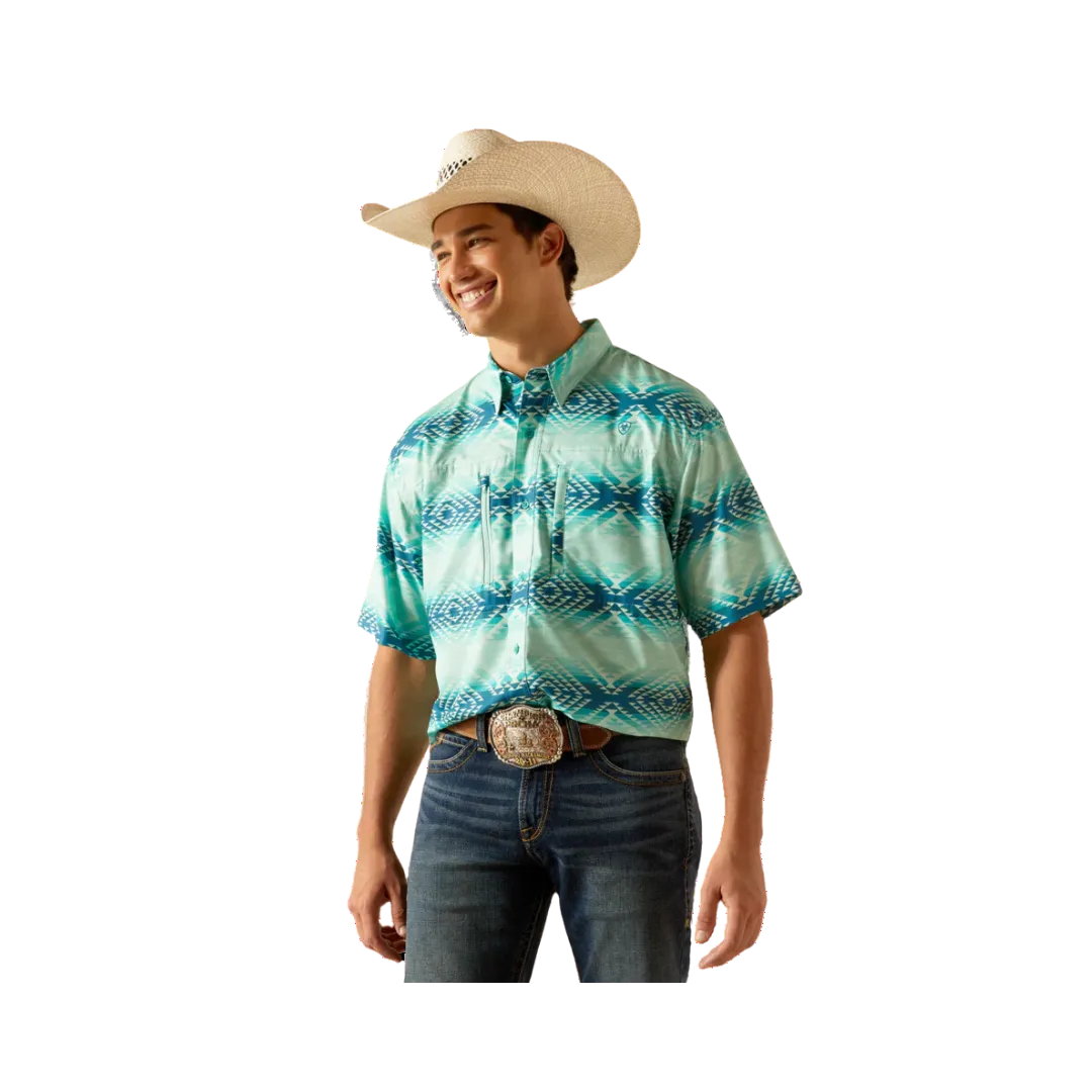 Ariat Men's Venttek Classic Fit Button Down Collar Aqua Shirt