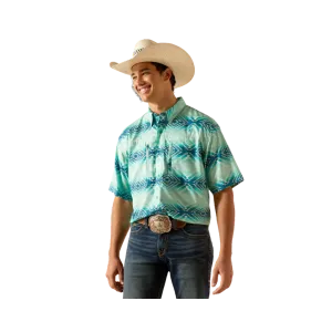 Ariat Men's Venttek Classic Fit Button Down Collar Aqua Shirt