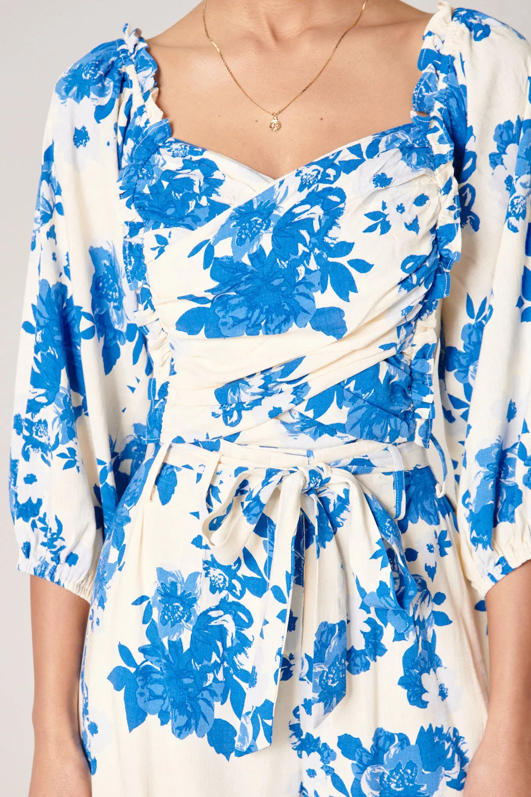 Azure Kona Floral Sweetheart Crossover Top