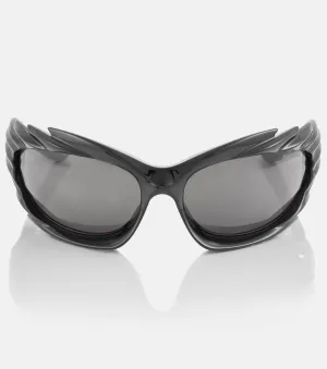 Balenciaga Rectangular Studded Sunglasses, Black