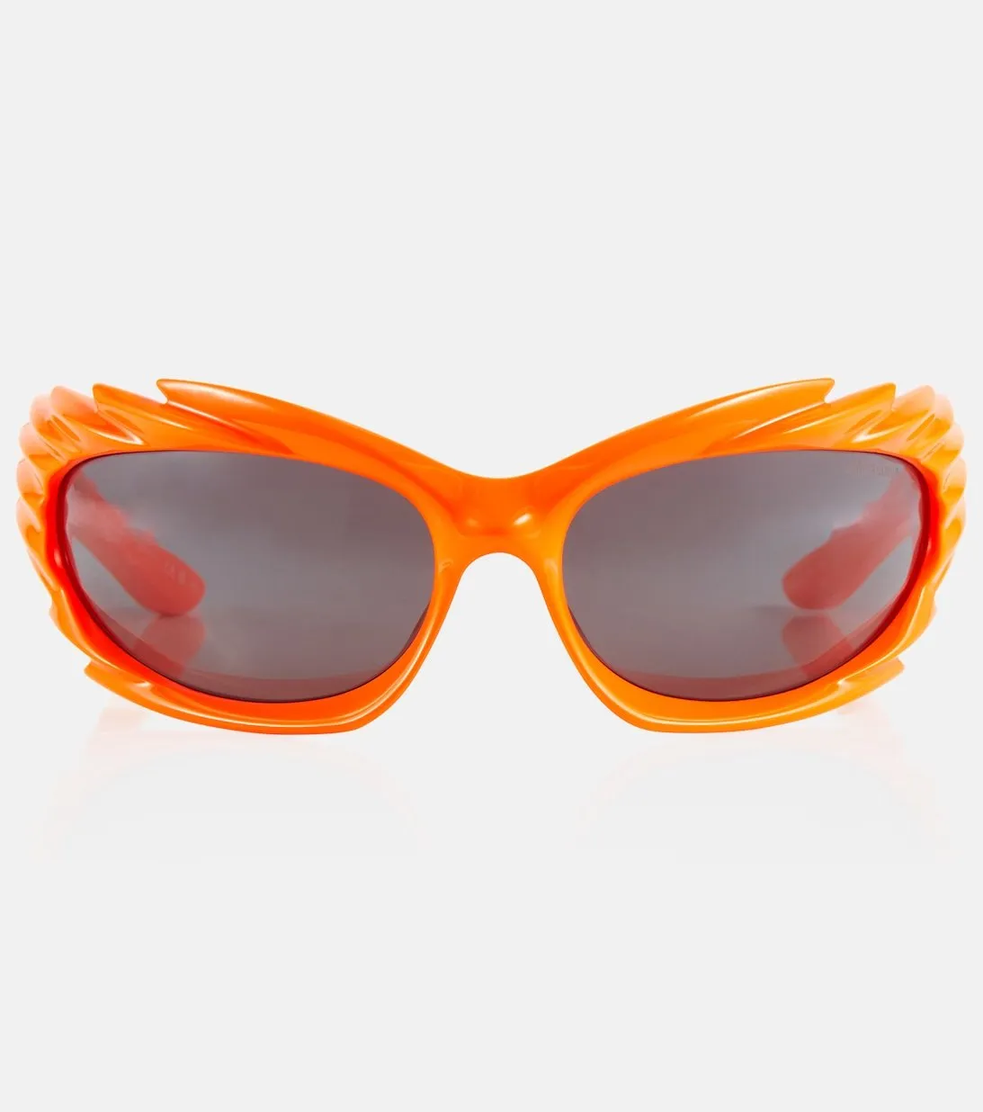 Balenciaga Rectangular Studded Sunglasses, Orange