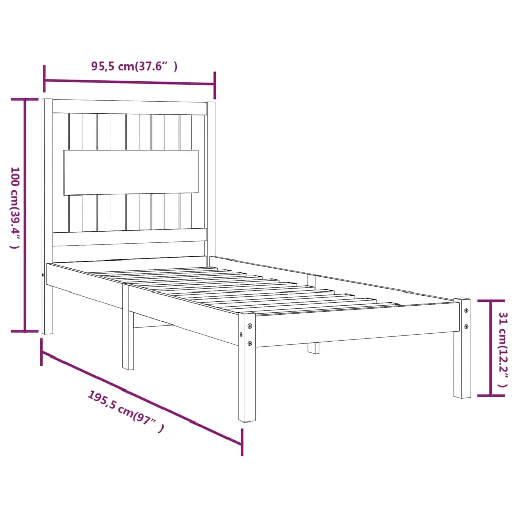 Bed Frame Solid Wood Pine 90x190 cm Single