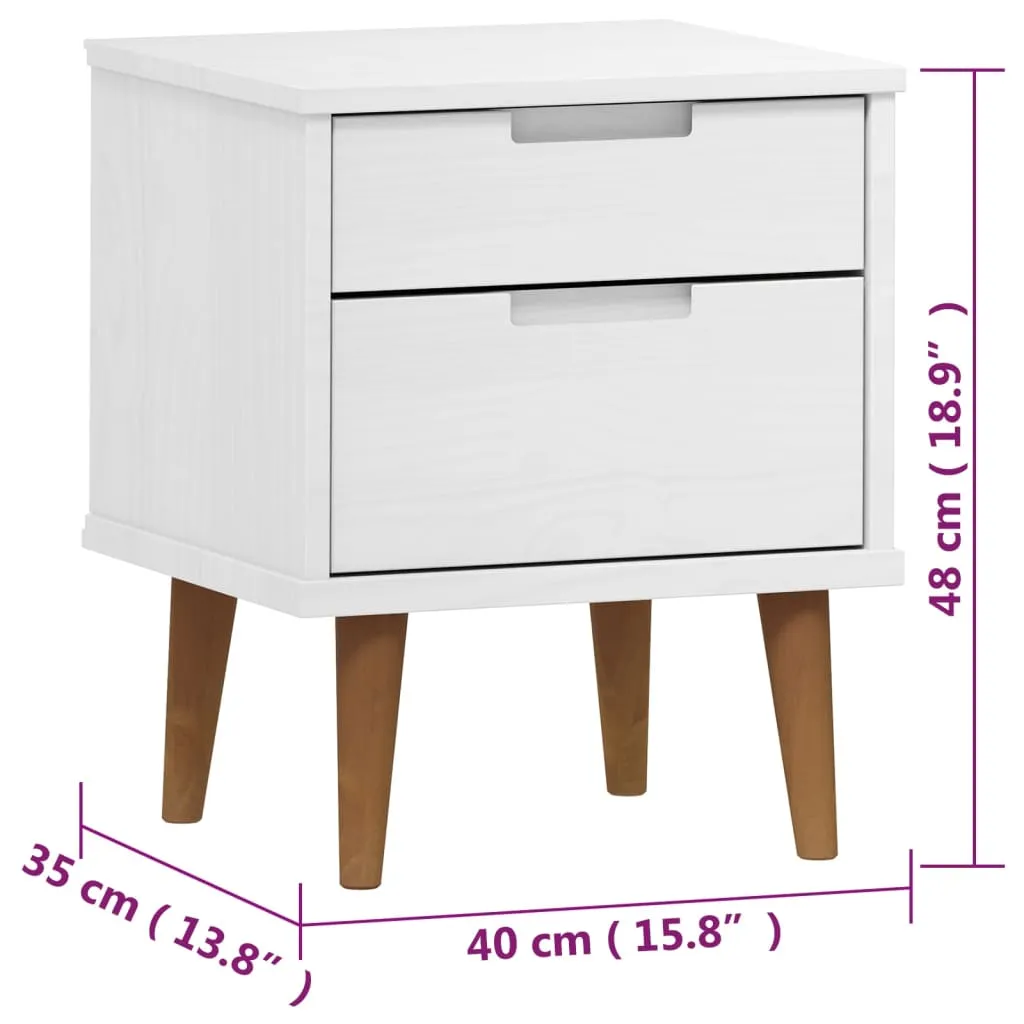 Bedside Cabinet MOLDE White 40x35x48 cm Solid Wood Pine