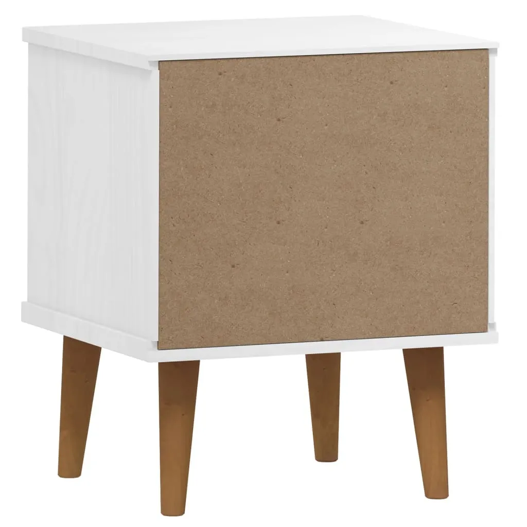 Bedside Cabinet MOLDE White 40x35x48 cm Solid Wood Pine