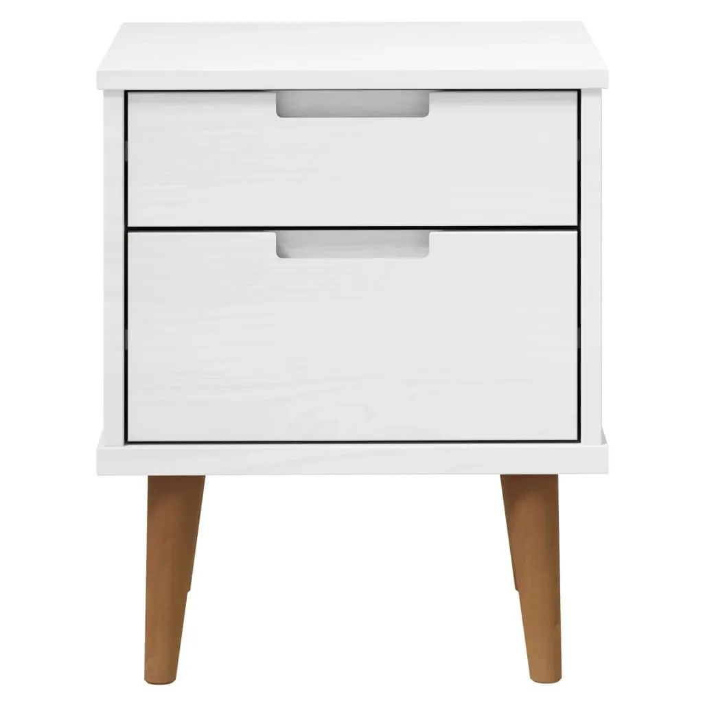 Bedside Cabinet MOLDE White 40x35x48 cm Solid Wood Pine