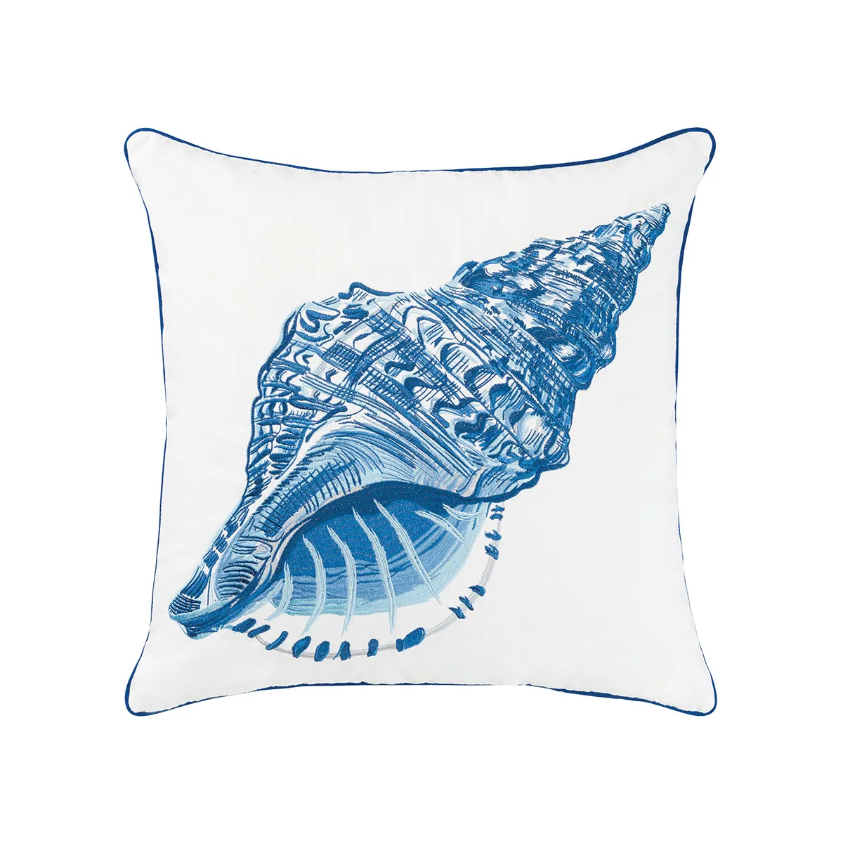 Blue Conch Shell Indoor Outdoor Pillow