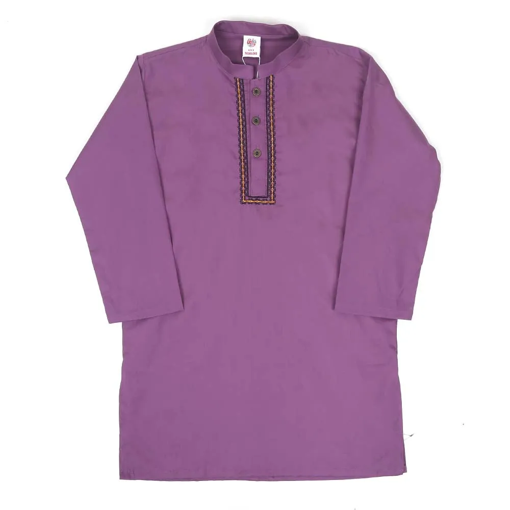 Boys Embroidered Kurta Decorative - Purple