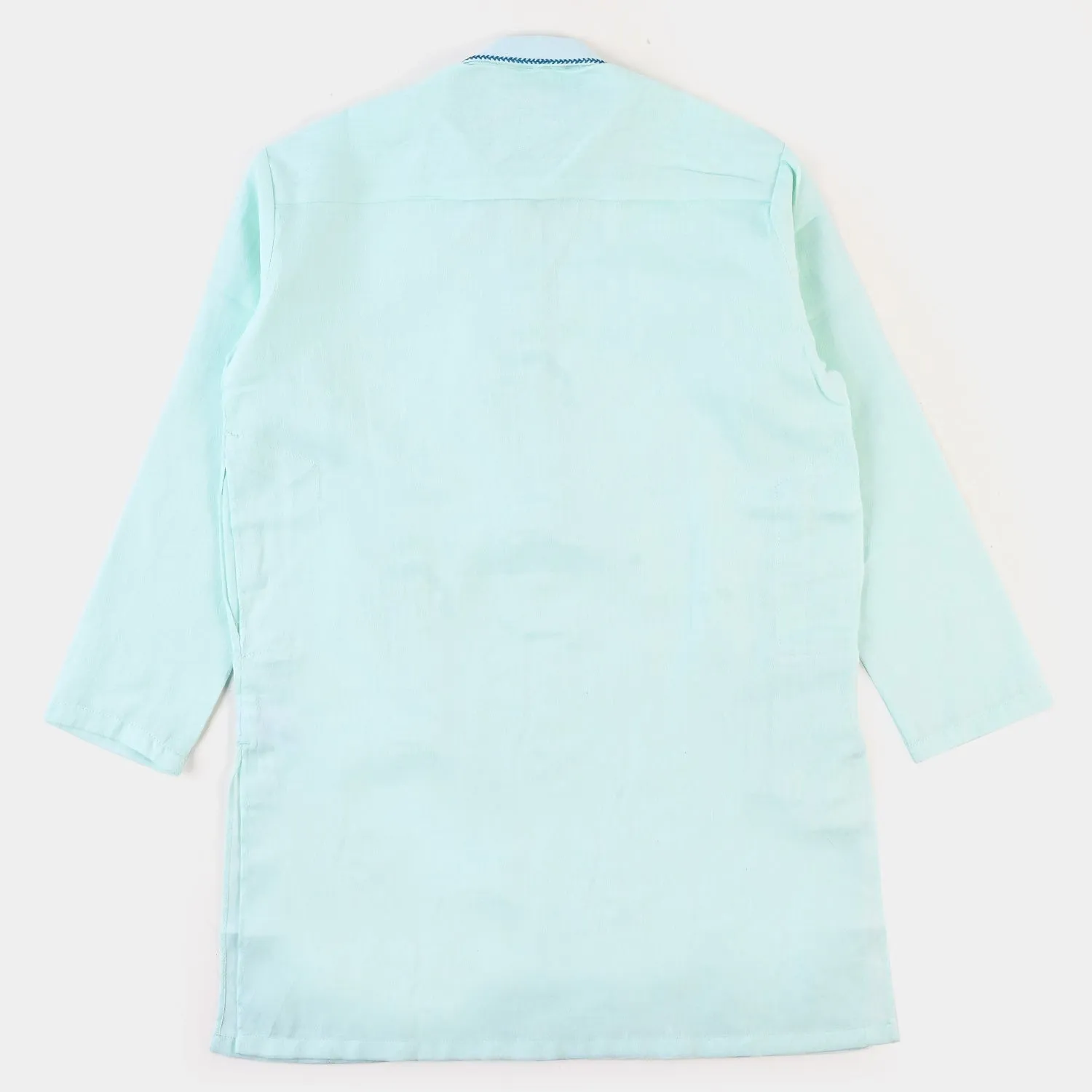 Boys Jacquard Embroidered Kurta - Mint Green