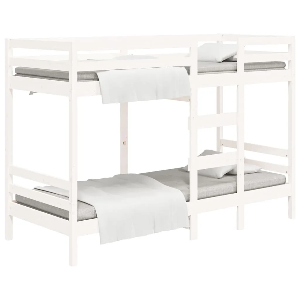 Bunk Bed White 75x190 cm 2FT6 Small Single Solid Wood Pine