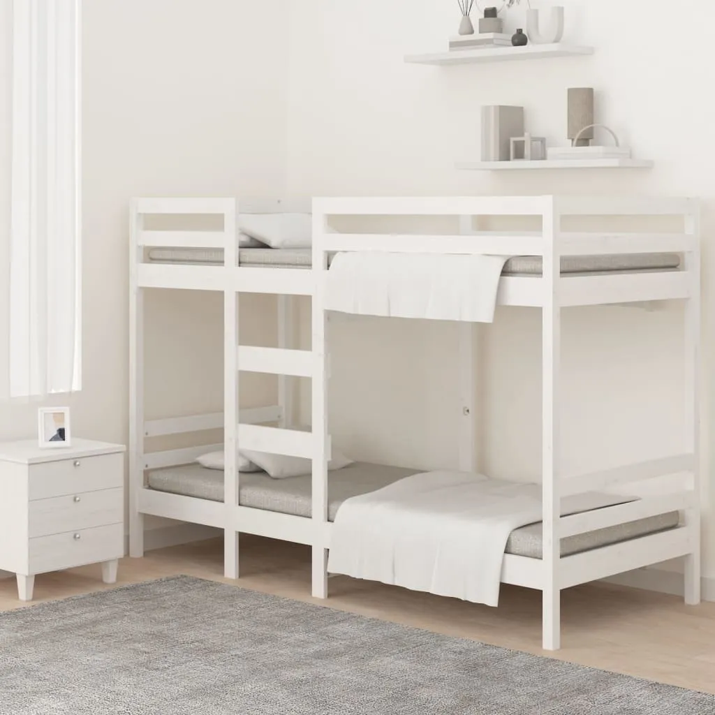 Bunk Bed White 75x190 cm 2FT6 Small Single Solid Wood Pine