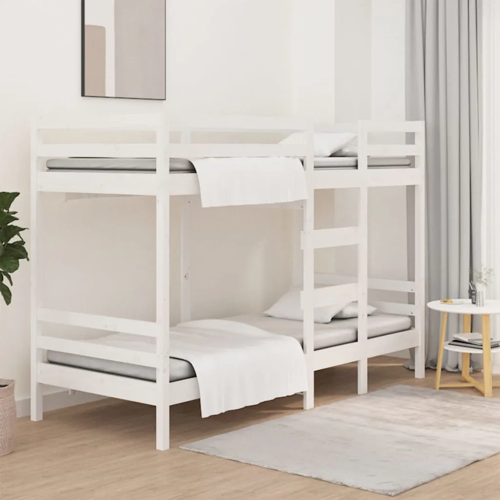 Bunk Bed White 75x190 cm 2FT6 Small Single Solid Wood Pine