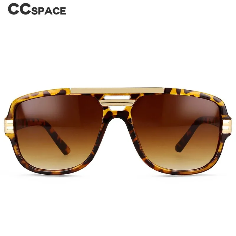 CCspace Men's Full Rim Large Rectangular Double Bridge Acetate Frame Sunglasses 54597