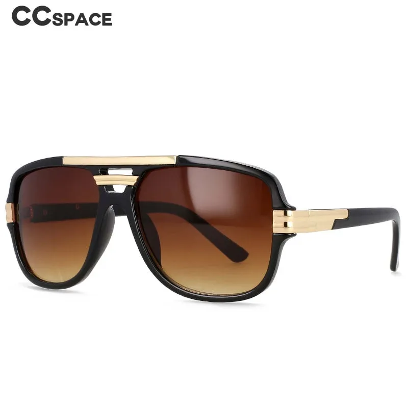 CCspace Men's Full Rim Large Rectangular Double Bridge Acetate Frame Sunglasses 54597