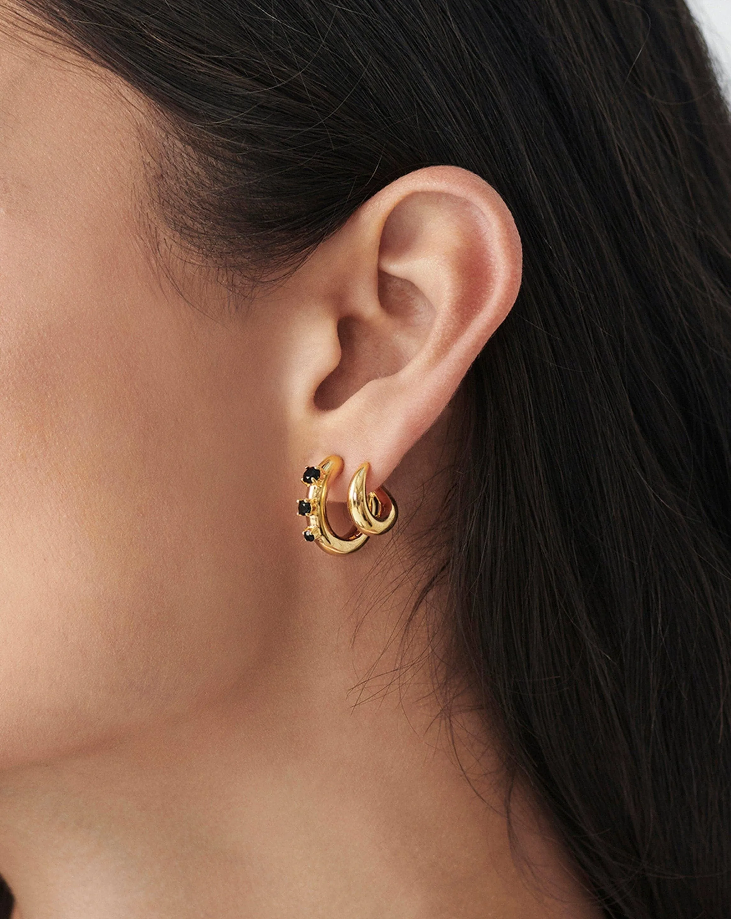 Claw Studded Double Hoop Earrings