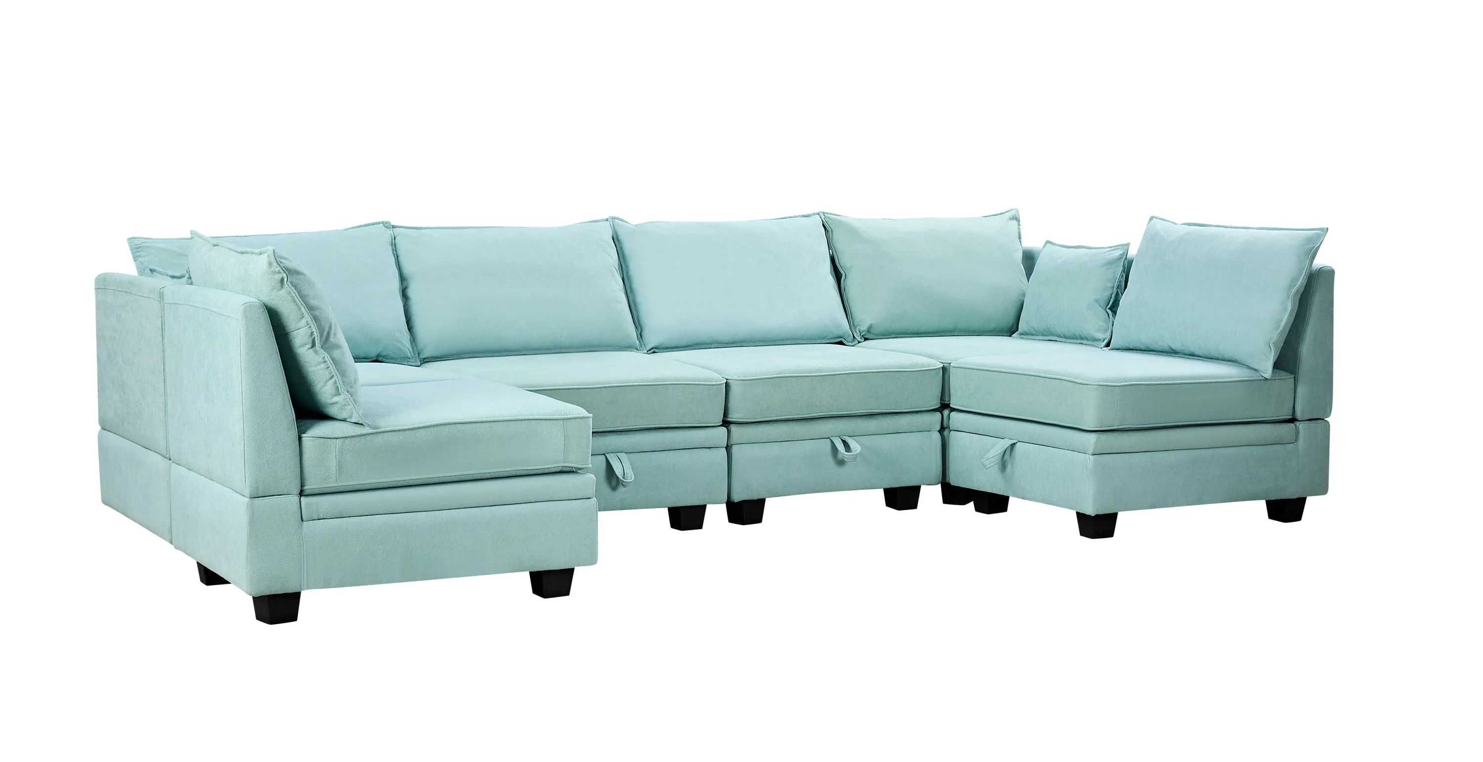 Contemporary U-Shaped Modular Sectional Sofa with Reversible Chaise, Convertible Bed, and Storage Seat for Living Room