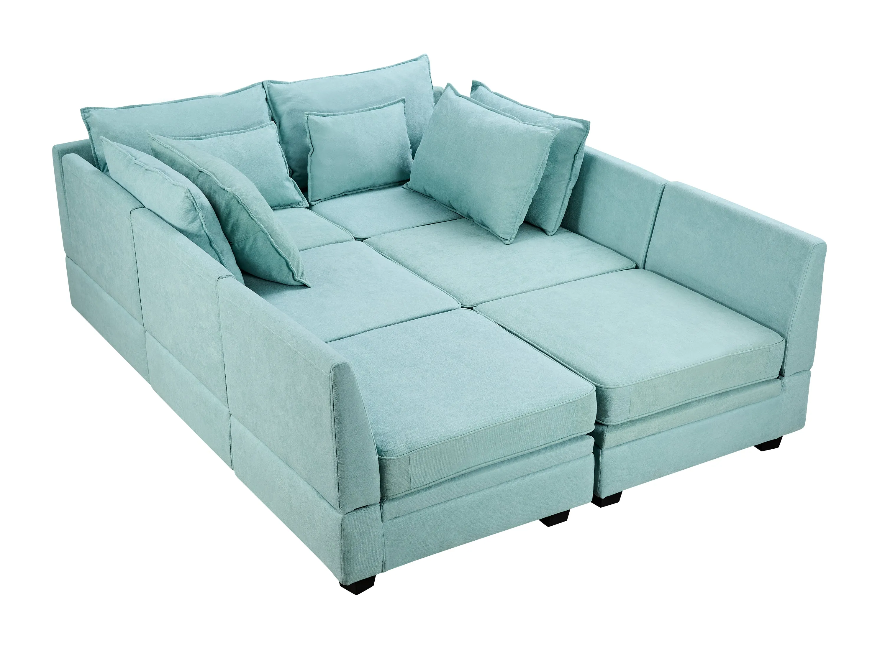 Contemporary U-Shaped Modular Sectional Sofa with Reversible Chaise, Convertible Bed, and Storage Seat for Living Room