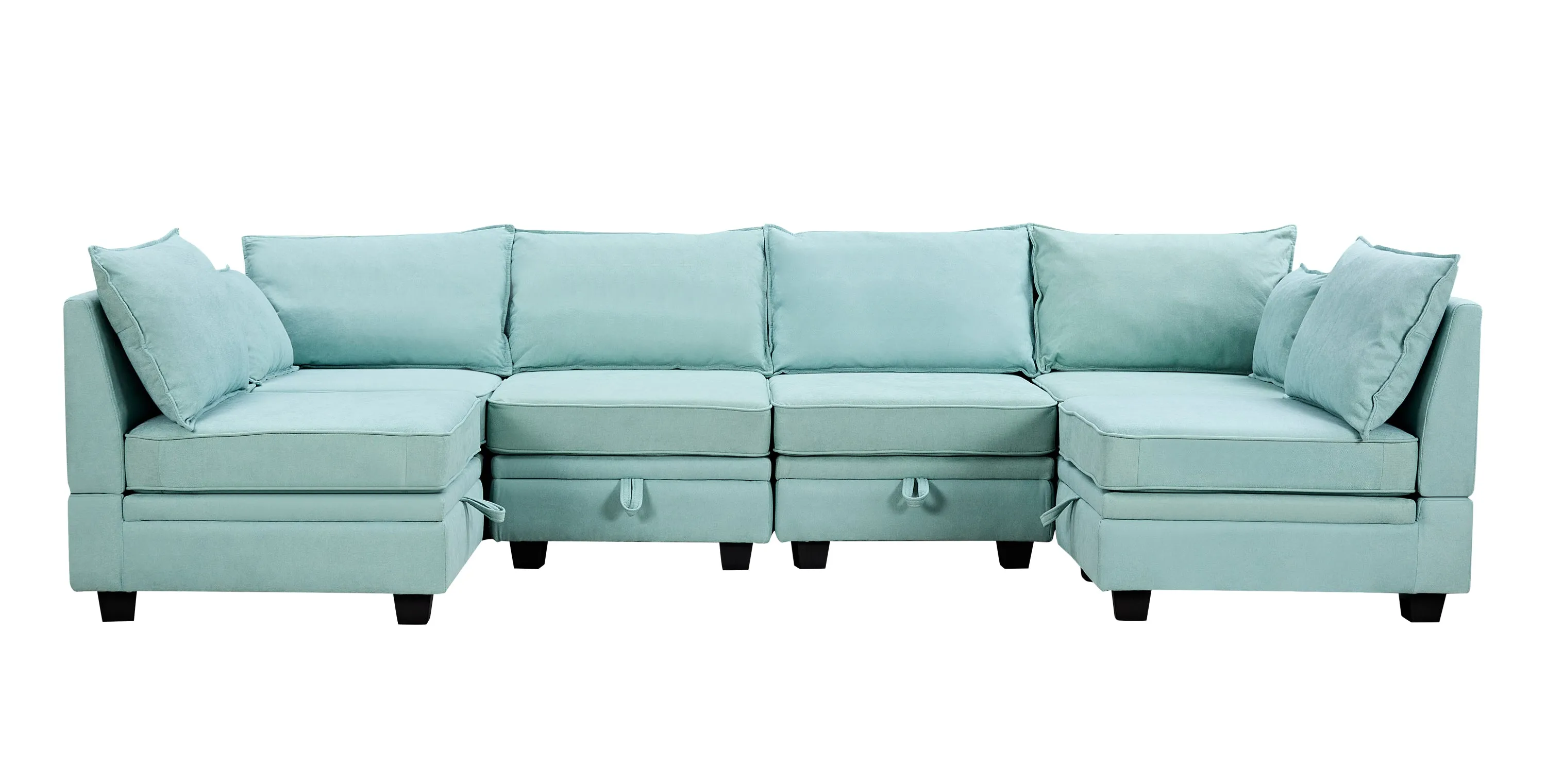 Contemporary U-Shaped Modular Sectional Sofa with Reversible Chaise, Convertible Bed, and Storage Seat for Living Room