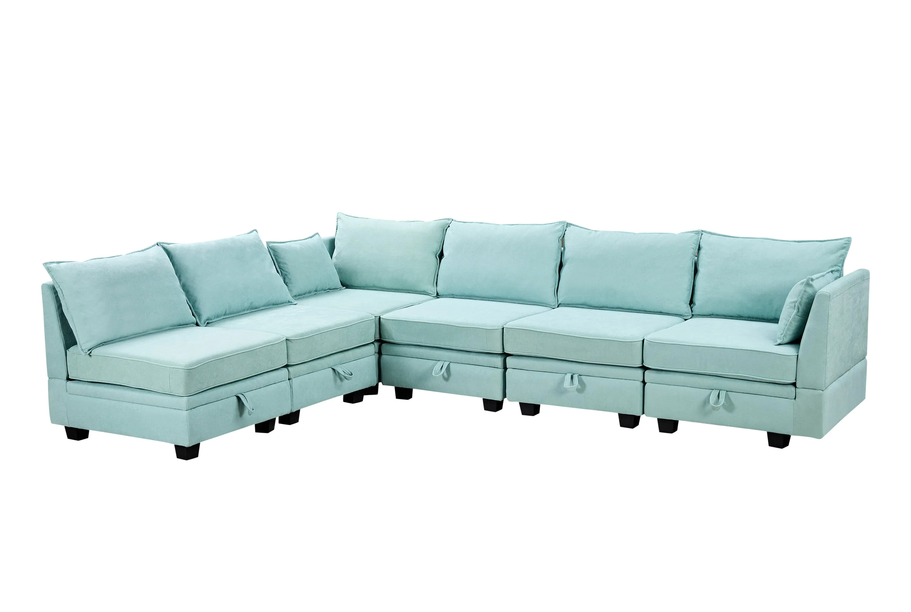 Contemporary U-Shaped Modular Sectional Sofa with Reversible Chaise, Convertible Bed, and Storage Seat for Living Room