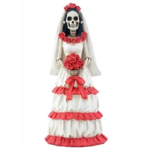 Day of the Dead Skulls Red Gothic Bride Wedding Cake Topper