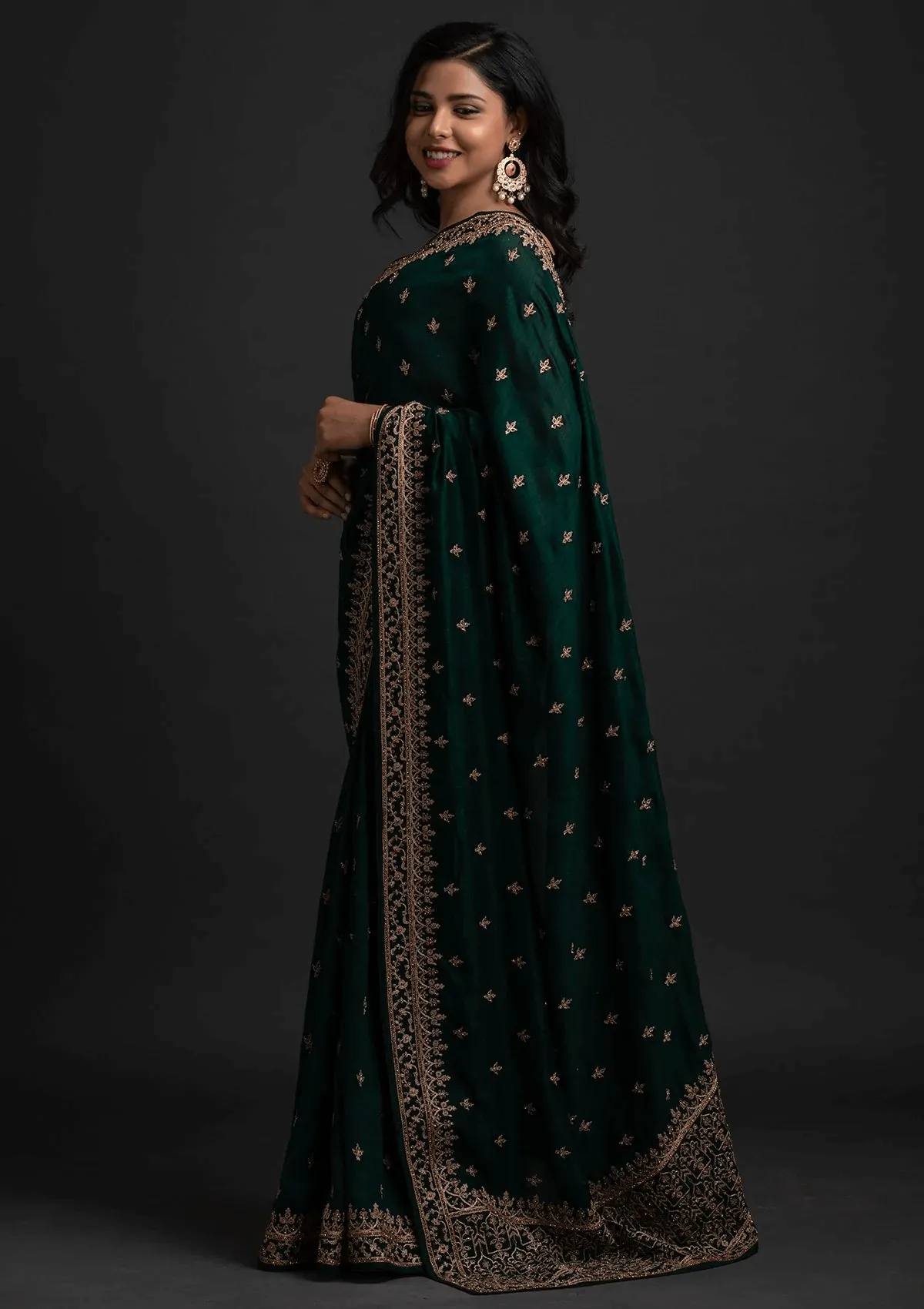 Enchanting Green Dori And Sequins Embroidered Art Silk Wedding Saree