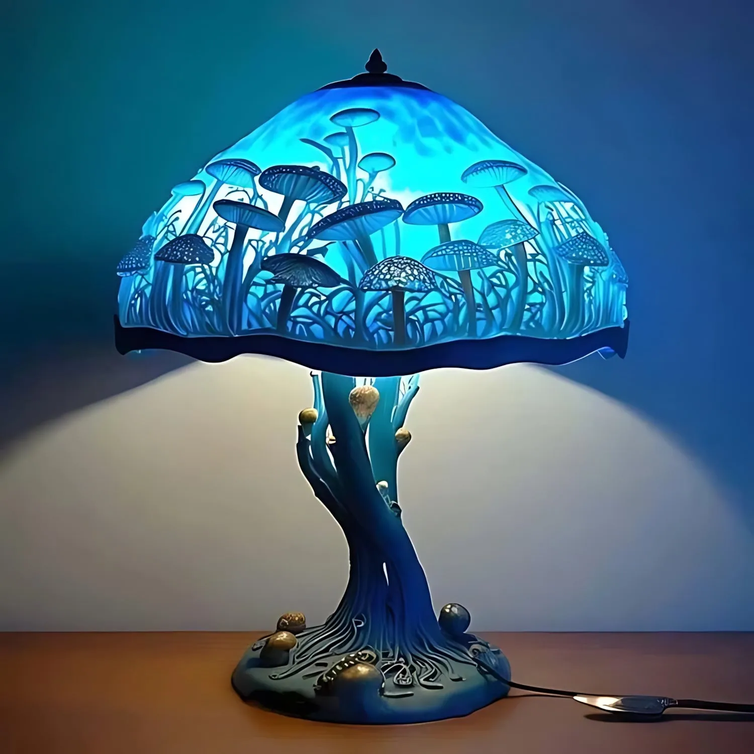 Fantasy Shroom Table Lamp Stunning Stained Glass Design