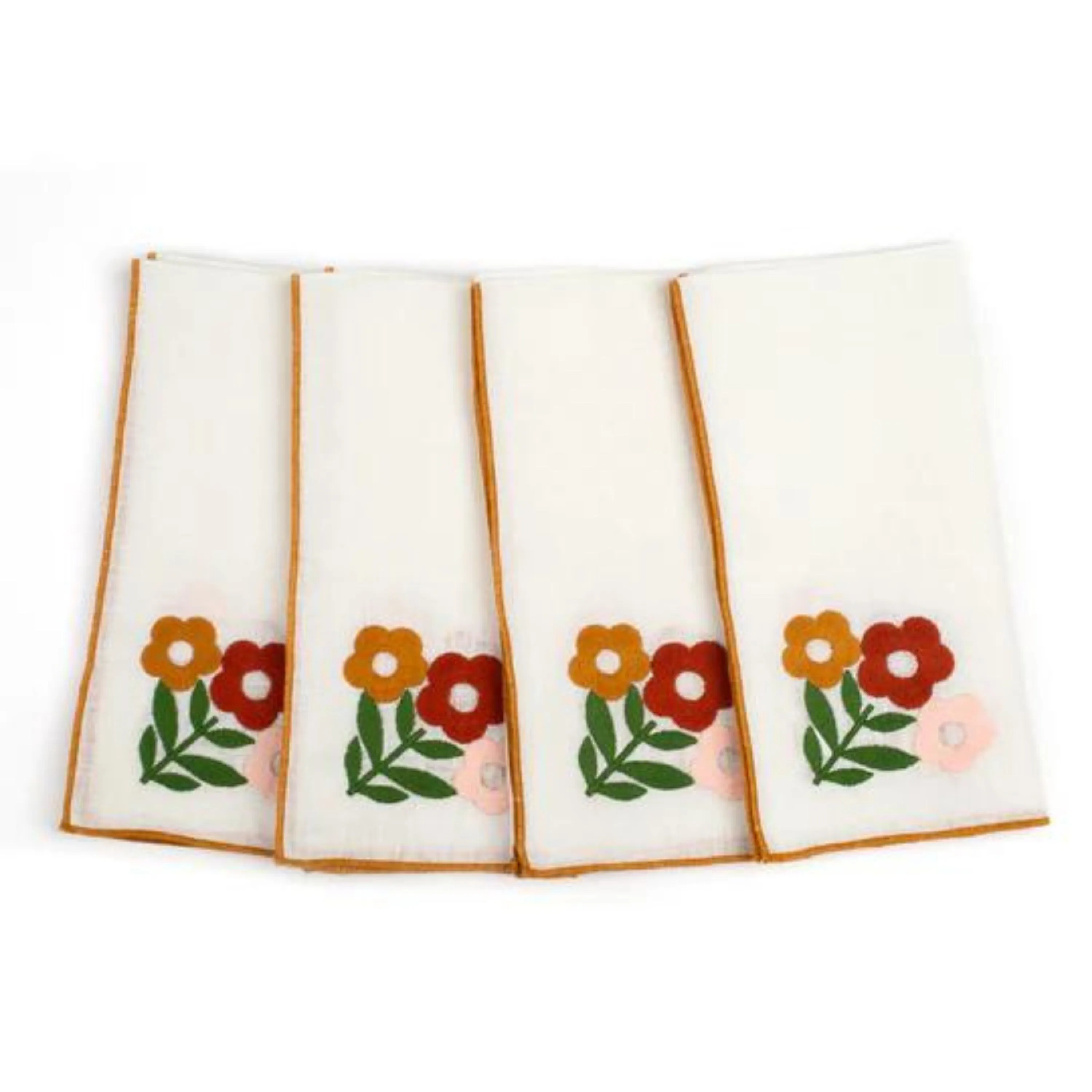 Floral Embroidered Linen Napkin (Set of 4)