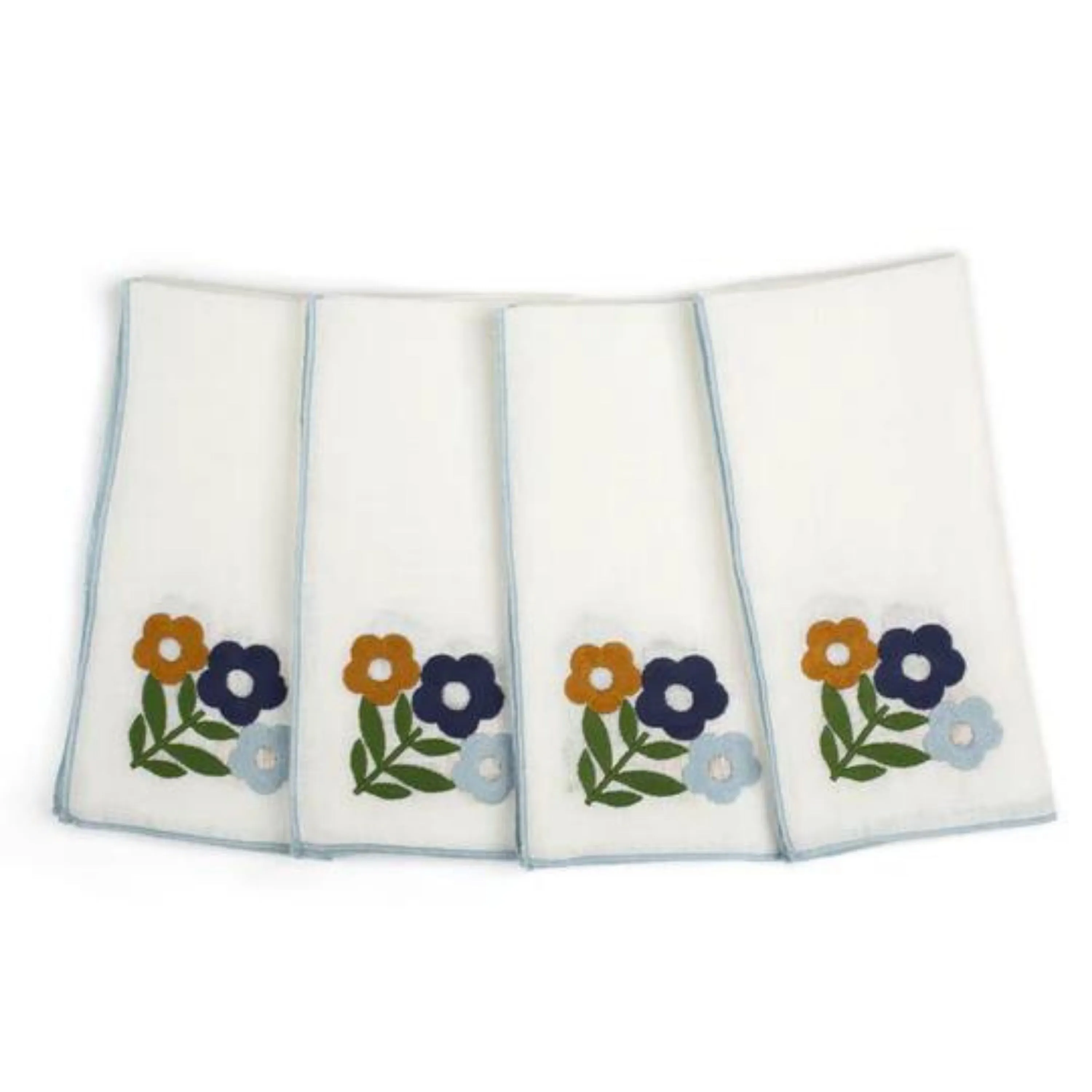 Floral Embroidered Linen Napkin (Set of 4)