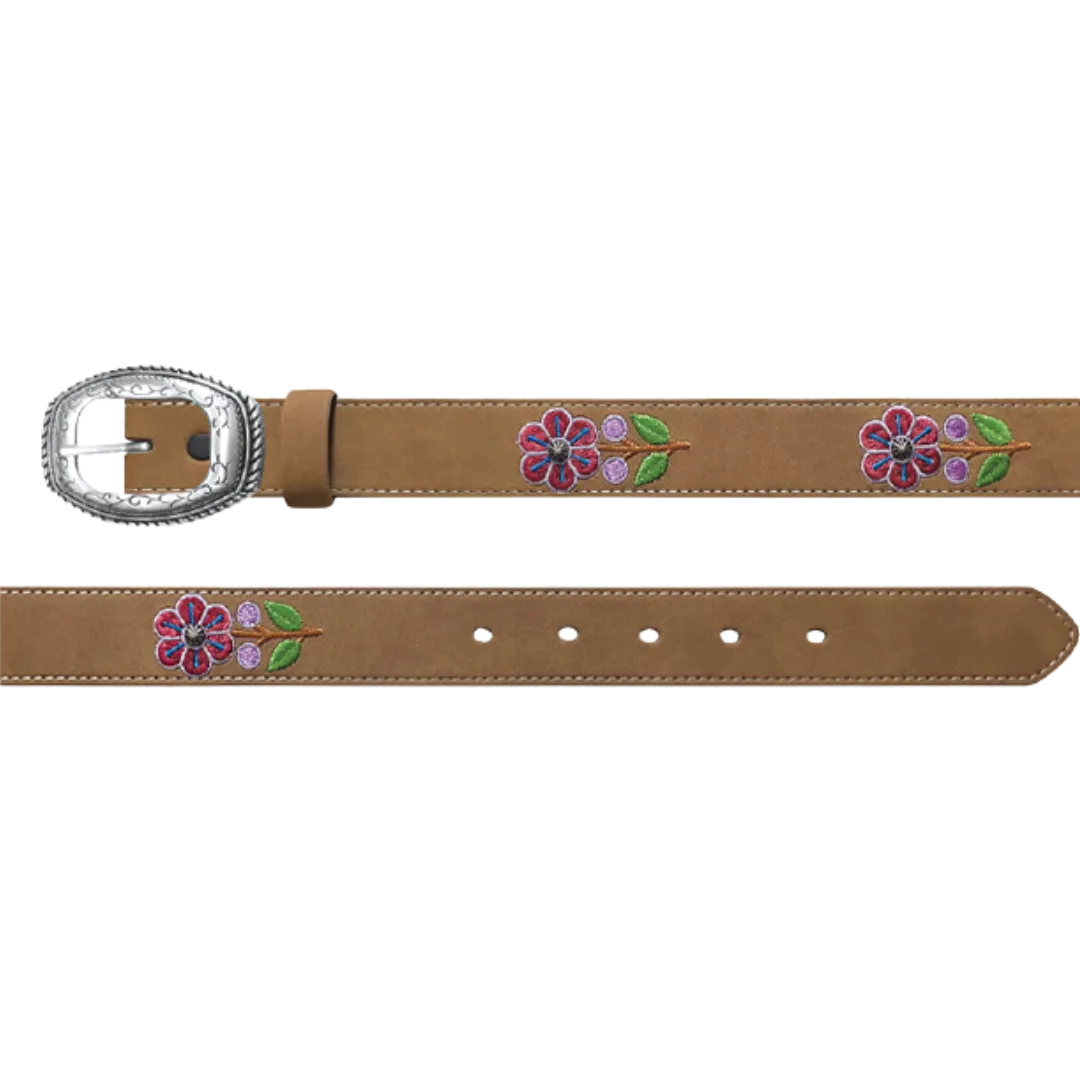 Gem Dandy Kid's Wrangler Flower Detail Tan Belt