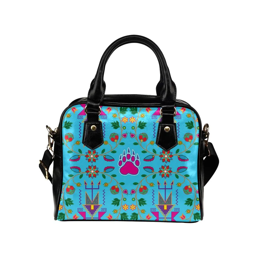 Geometric Floral Fall-Sky Blue Shoulder Handbag