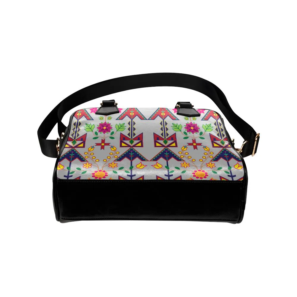 Geometric Floral Spring-Gray Shoulder Handbag