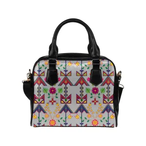 Geometric Floral Spring-Gray Shoulder Handbag