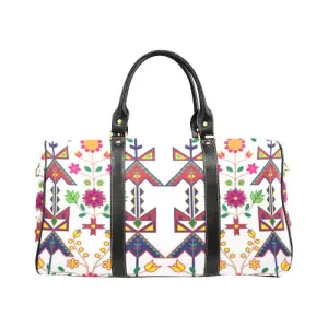 Geometric Floral Spring-White Waterproof Travel Bag