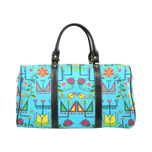 Geometric Floral Summer-Sky Blue Waterproof Travel Bag