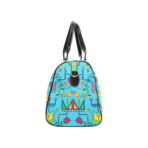 Geometric Floral Summer-Sky Blue Waterproof Travel Bag