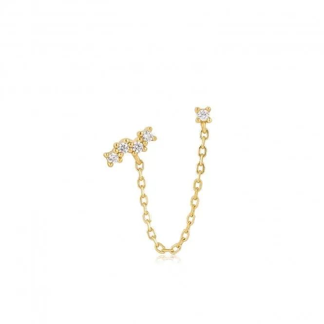 Gold Celestial Drop Chain Barbell Single Earring E047-10G