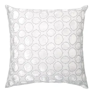 Grey Tile Velvet Appliqué Pillow by Kevin O'Brien Studio