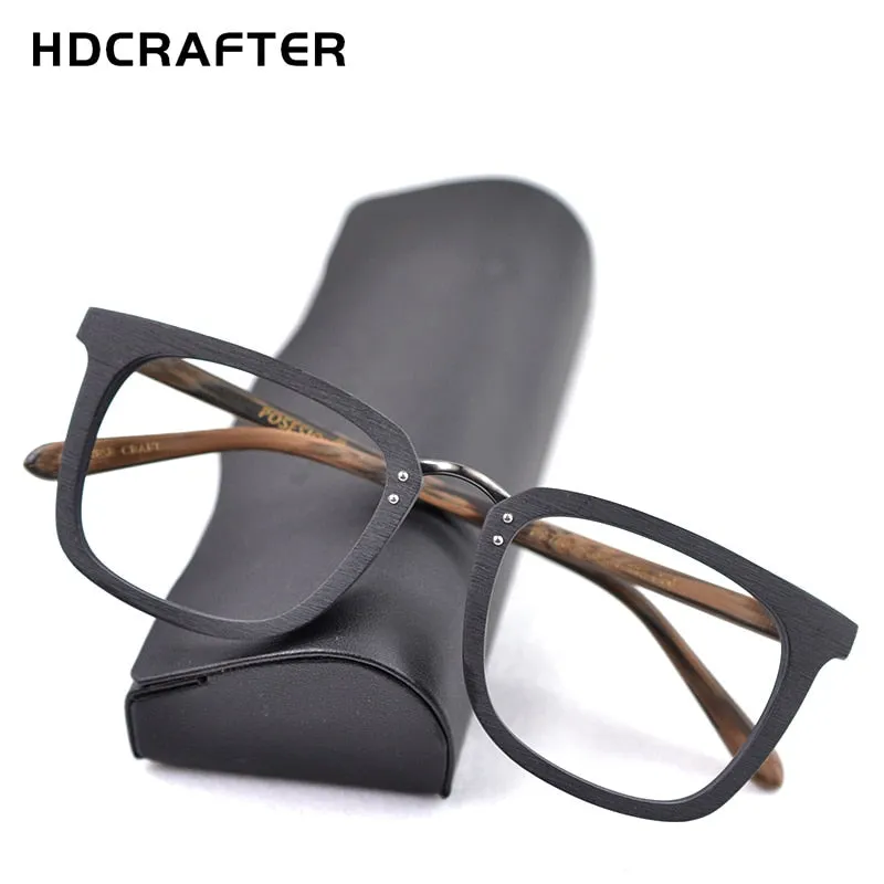 Hdcrafter Men's Eyeglasses Wood Glasses Frames Square Ps7085