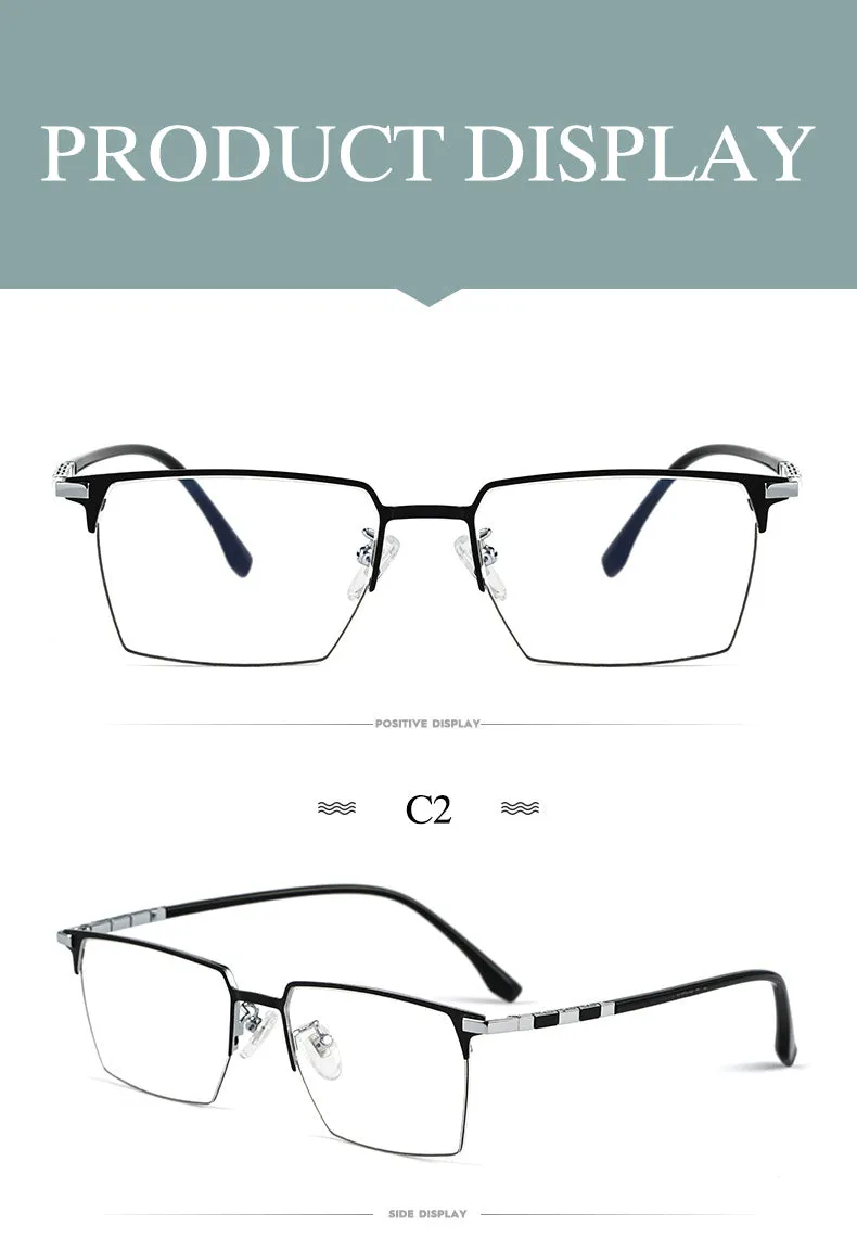 Hotochki Men's Full Rim Square Tr 90 Titanium Frame Eyeglasses T8632t