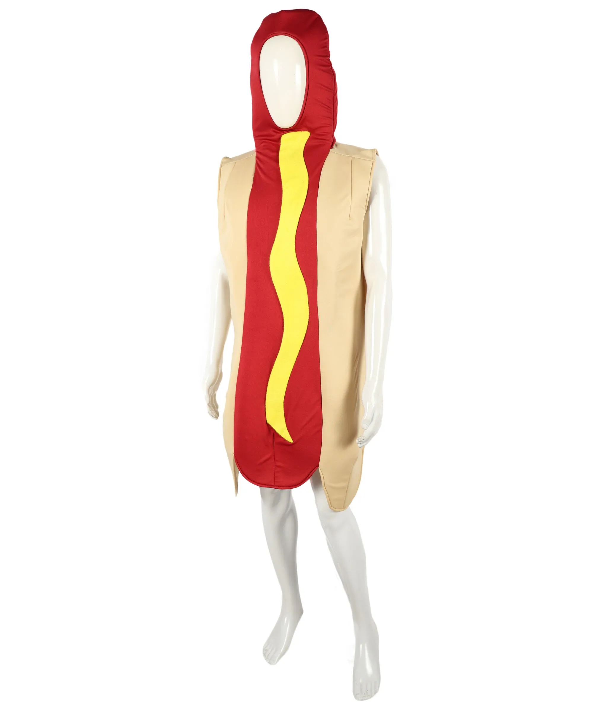 HPO Adult Hooded Lightweight Yellow and Red Hot Dog Costume I Perfect for Halloween I Flame-retardant Synthetic Fabric