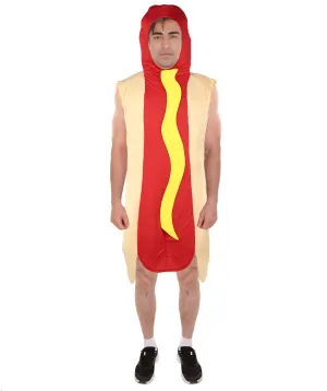 HPO Adult Hooded Lightweight Yellow and Red Hot Dog Costume I Perfect for Halloween I Flame-retardant Synthetic Fabric