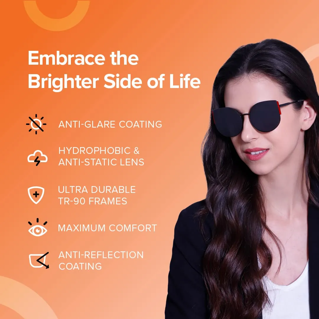 Intellilens | Branded Latest and Stylish Sunglasses | 100% UV Protected | Light Weight, Durable, Premium Looks | Men & Women | Black Lenses | Medium