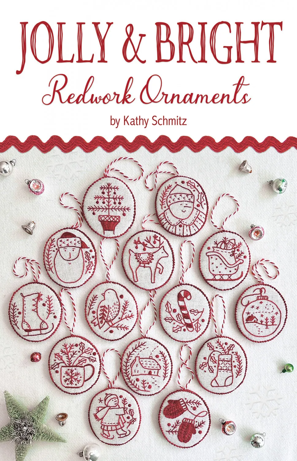 Jolly & Bright Redwork Ornaments Pattern