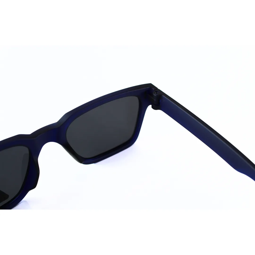 Jubleelens Rectangle Matt Blue Sunglasses - Black PolarizedA Bold and Stylish Pair with Superior Sun Protection