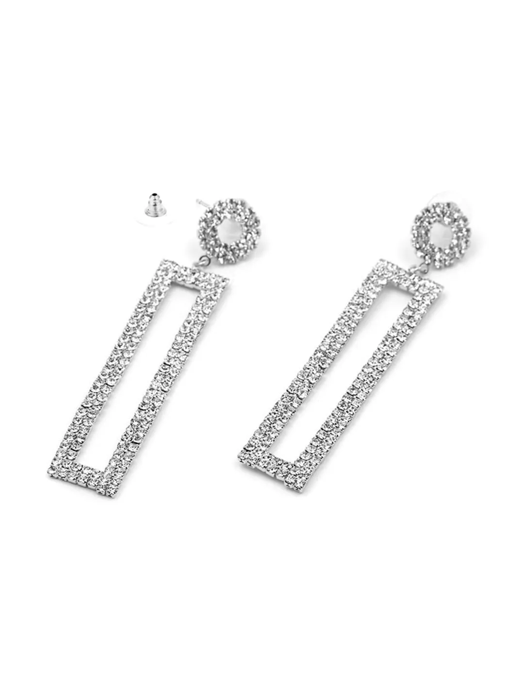 Kairangi Earrings For Women Silver Toned Crystal Studded Dangler Earrings For Women and Girls