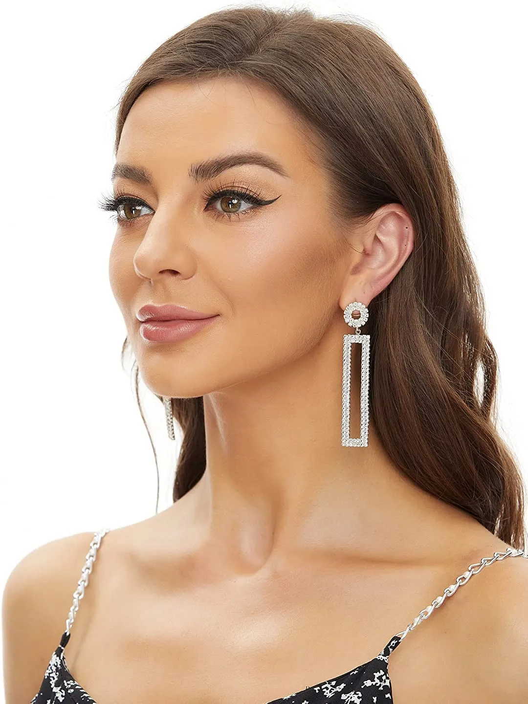 Kairangi Earrings For Women Silver Toned Crystal Studded Dangler Earrings For Women and Girls